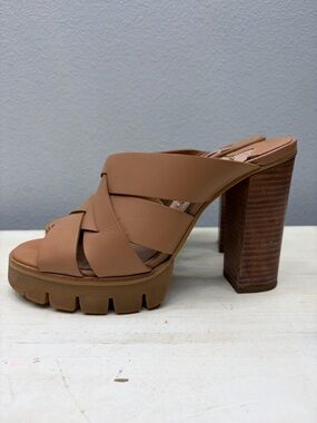 Uterque Brown Leather Track Sole Sandals Size 38